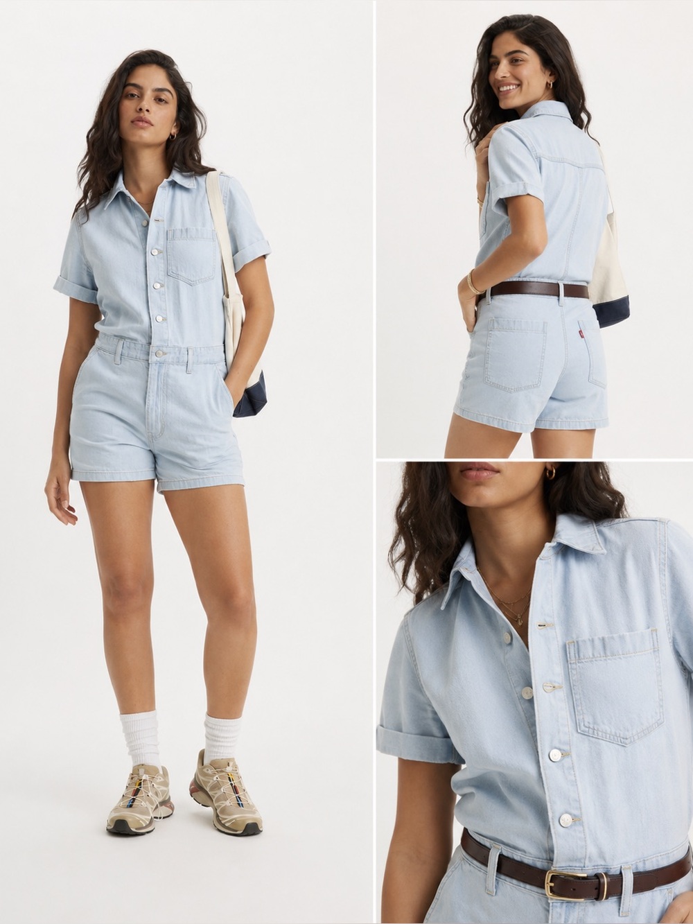 Levi’s Heritage Short Sleeve Romper Light Wash Denim - Size XS